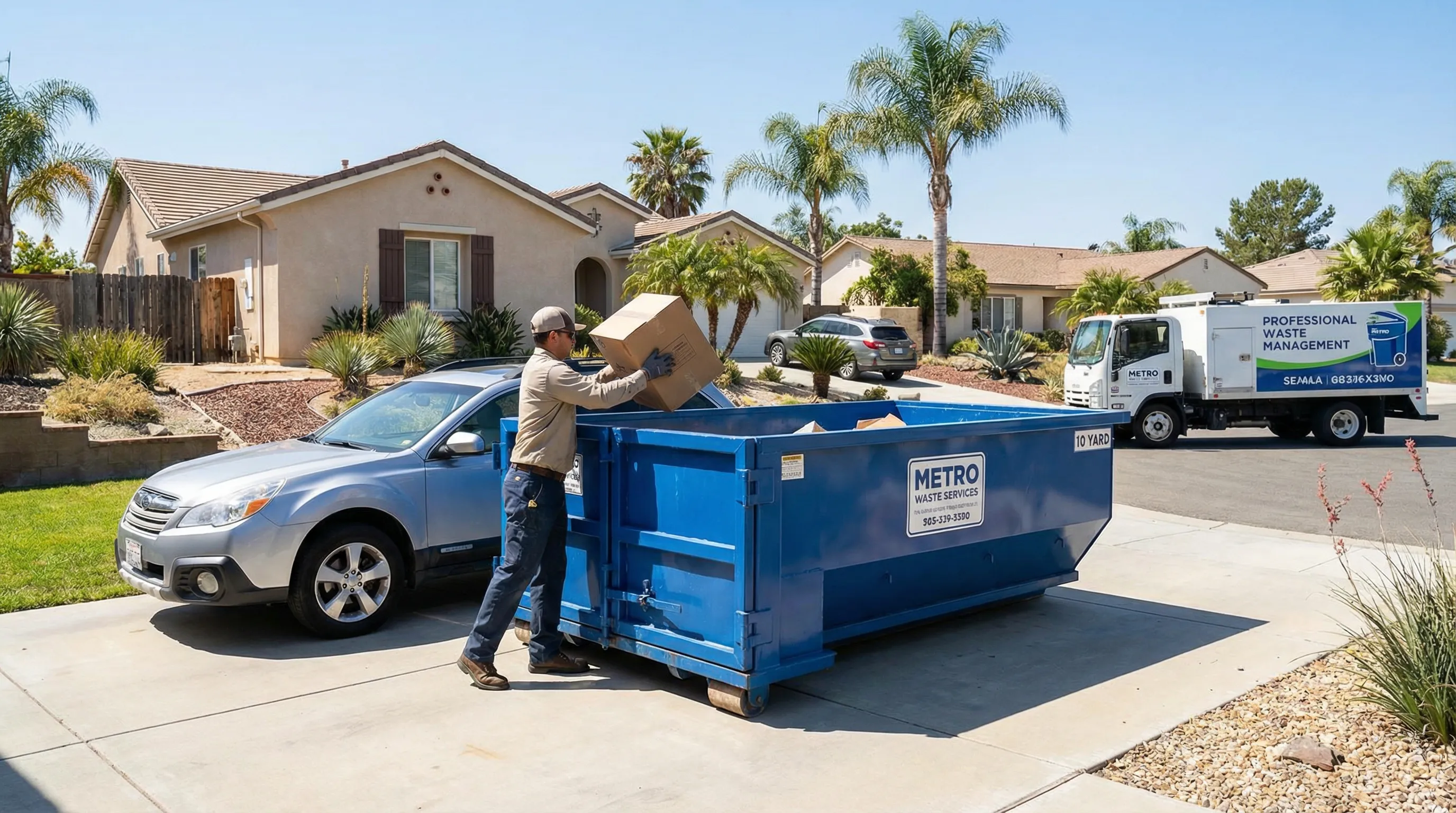 10 yard dumpster in San Jose driveway